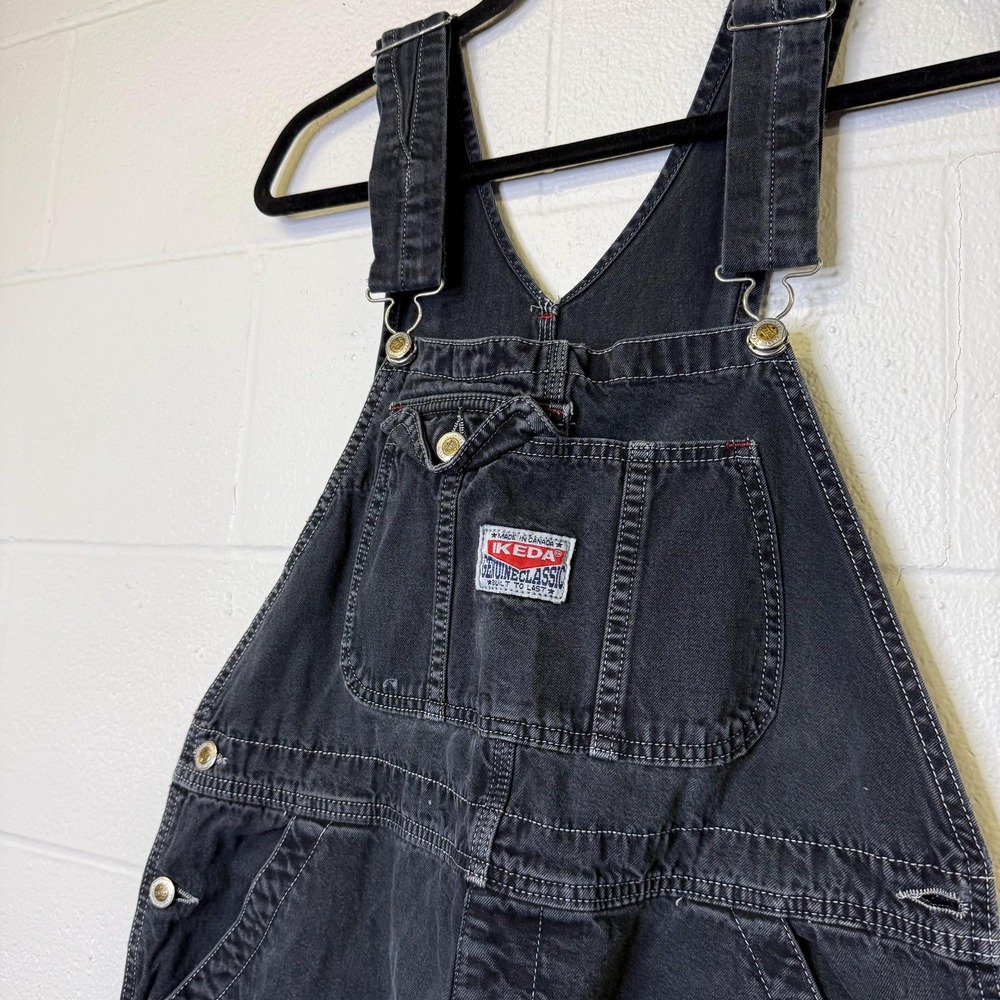 Vintage 90s Ikeda Denim Overalls Black Mens L Made in Canada 1910AW B2361